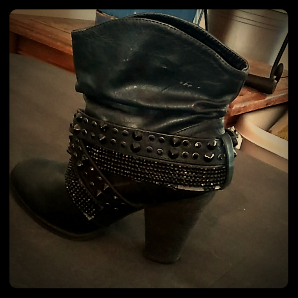 Black, studded, fashion boots